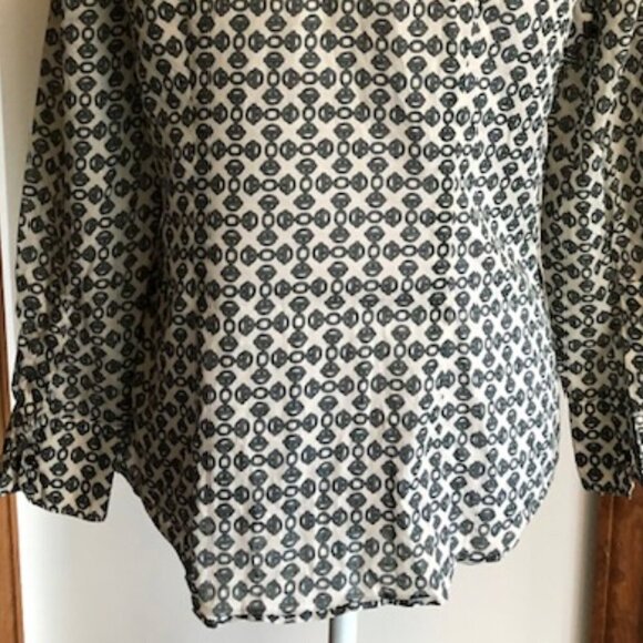 TORY BURCH Toggle Chain Green Cotton Long Sleeve Button Up Banded Collar… - Picture 10 of 16